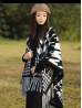 Premium Soft Houndstooth Cape W/ Fringes